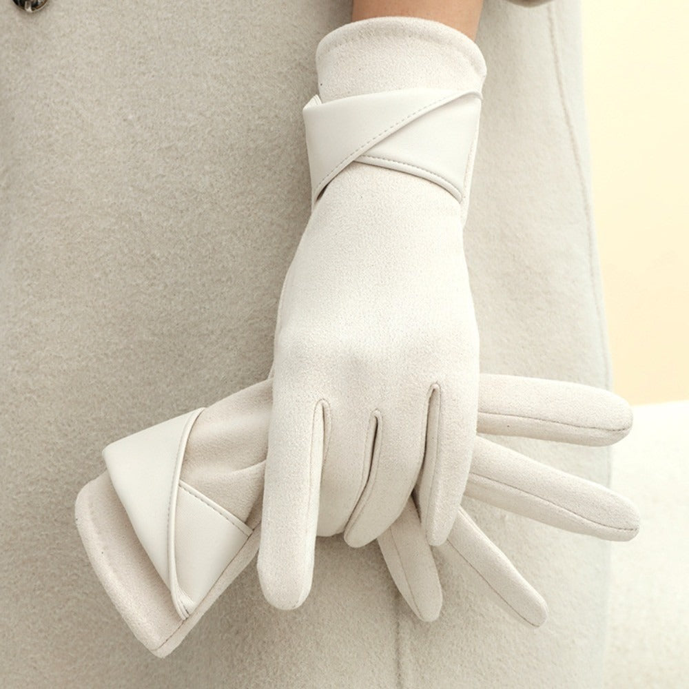 Gants Femme Hiver Chauds avec Manchette Décorative Multicolore