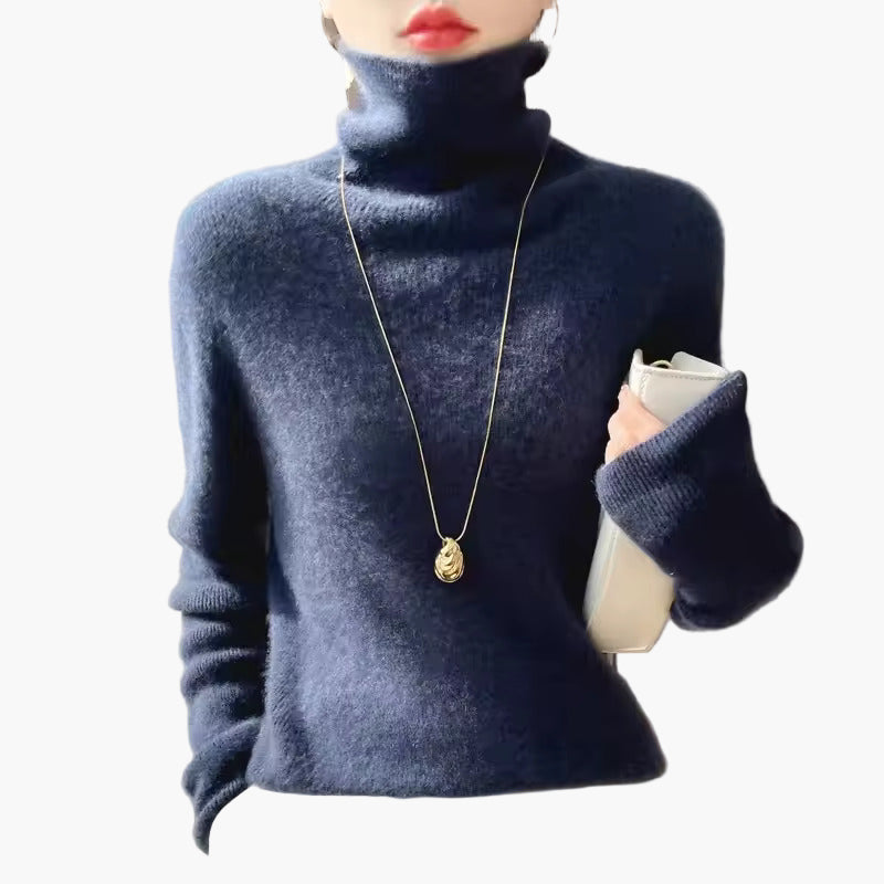 Elegancki damski sweter z golfem w szykownym stylu na jesień i zimę