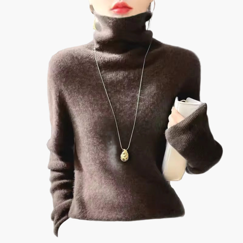 Elegancki damski sweter z golfem w szykownym stylu na jesień i zimę
