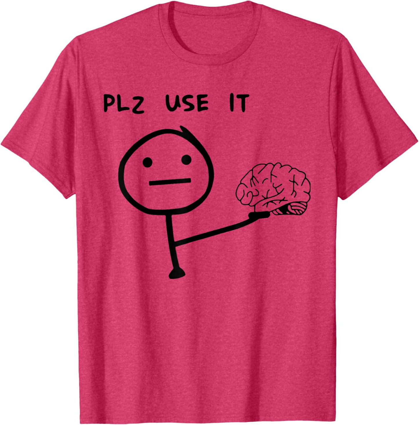 T-shirt homme humoristique style casual motif stickman "PLZ USE IT" – Idéal pour un look décontracté original