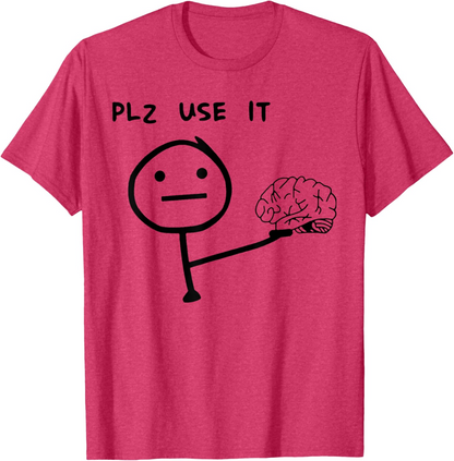 T-shirt homme humoristique style casual motif stickman "PLZ USE IT" – Idéal pour un look décontracté original