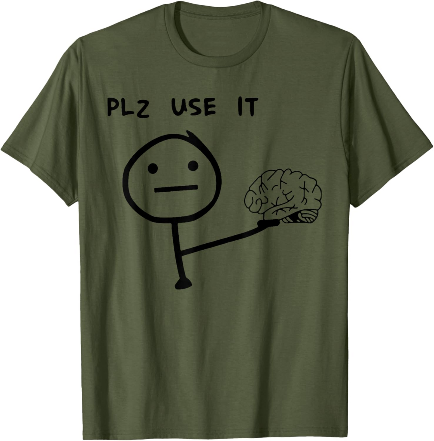 T-shirt homme humoristique style casual motif stickman "PLZ USE IT" – Idéal pour un look décontracté original