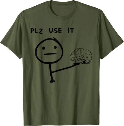 T-shirt homme humoristique style casual motif stickman "PLZ USE IT" – Idéal pour un look décontracté original