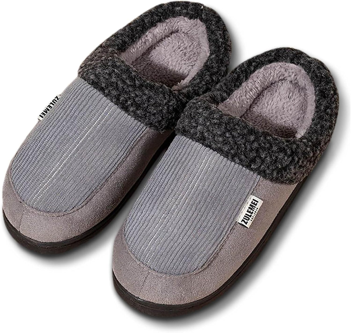 Chaussons rembourrés côtelés doublés doux pour intérieur Confortables