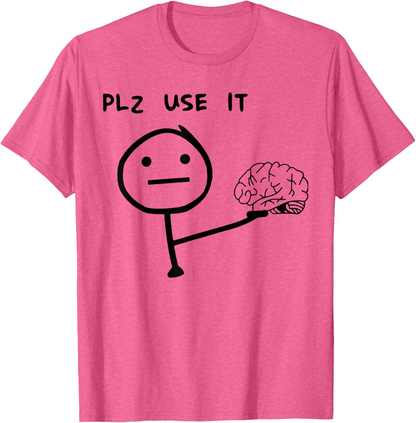 T-shirt homme humoristique style casual motif stickman "PLZ USE IT" – Idéal pour un look décontracté original