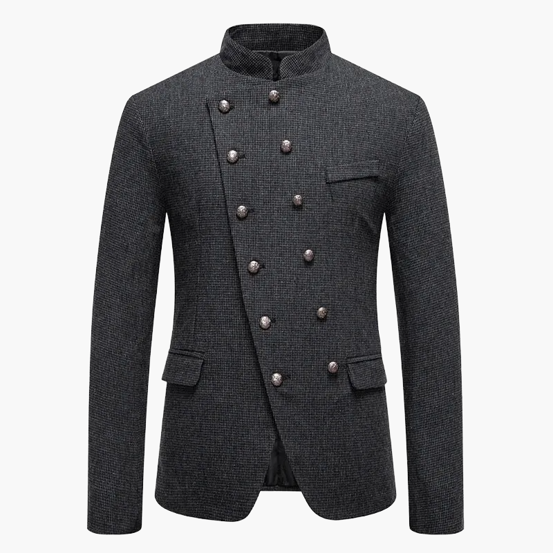 Militärinspirerad klädkavaj för herrar med dekorativa knappar, elegant skärning, perfekt för kvällar och formella evenemang