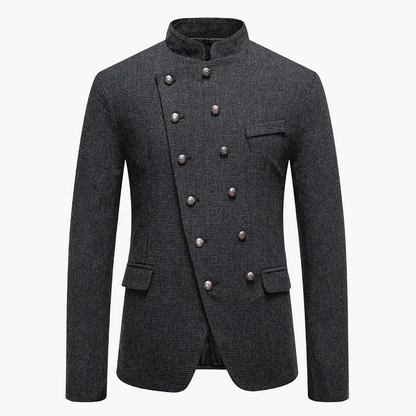 Militärinspirerad klädkavaj för herrar med dekorativa knappar, elegant skärning, perfekt för kvällar och formella evenemang