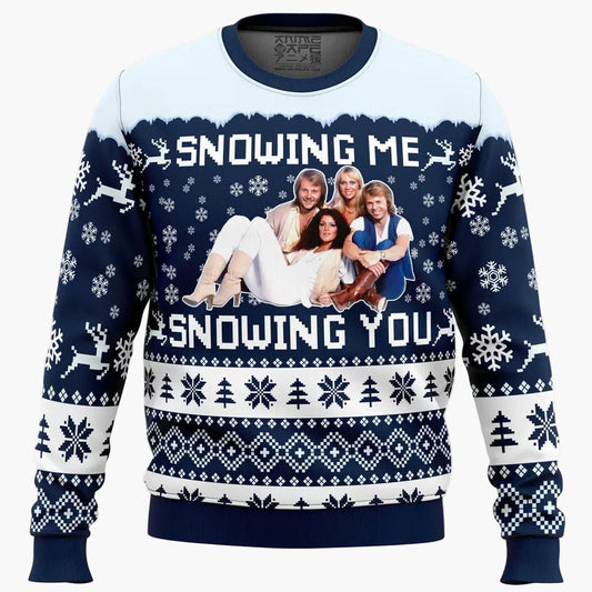 Unisex jultröja i ugly sweater-stil ABBA "Snowing Me, Snowing You"