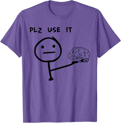 T-shirt homme humoristique style casual motif stickman "PLZ USE IT" – Idéal pour un look décontracté original