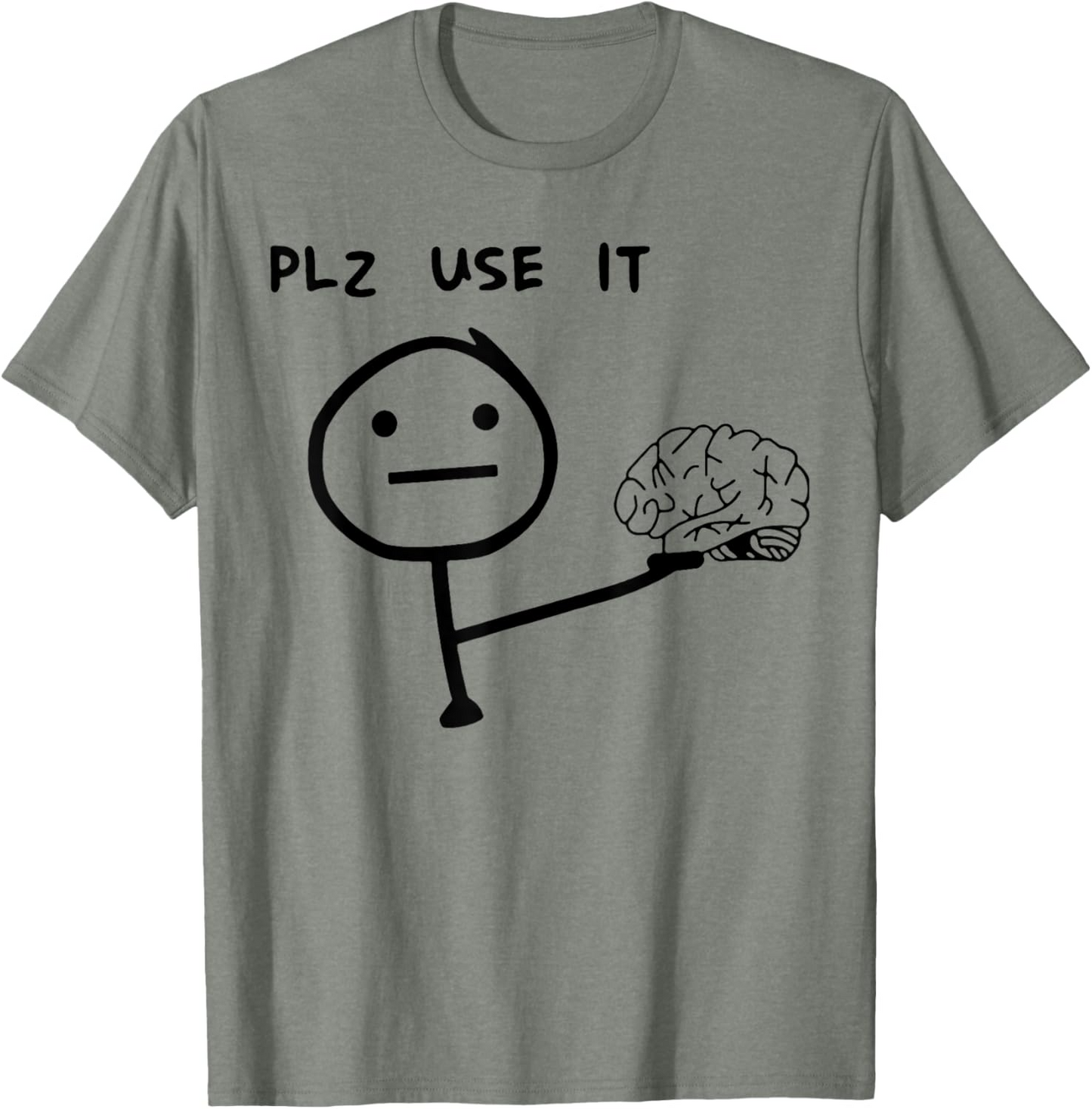 T-shirt homme humoristique style casual motif stickman "PLZ USE IT" – Idéal pour un look décontracté original
