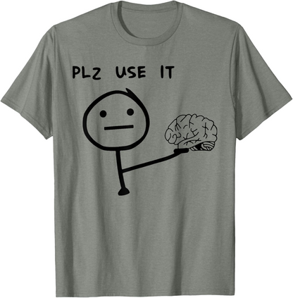 T-shirt homme humoristique style casual motif stickman "PLZ USE IT" – Idéal pour un look décontracté original
