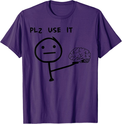 T-shirt homme humoristique style casual motif stickman "PLZ USE IT" – Idéal pour un look décontracté original