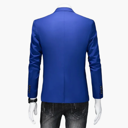 Elegant avslappnad herrblazer i urban stil, perfekt för utekvällar och speciella tillfällen