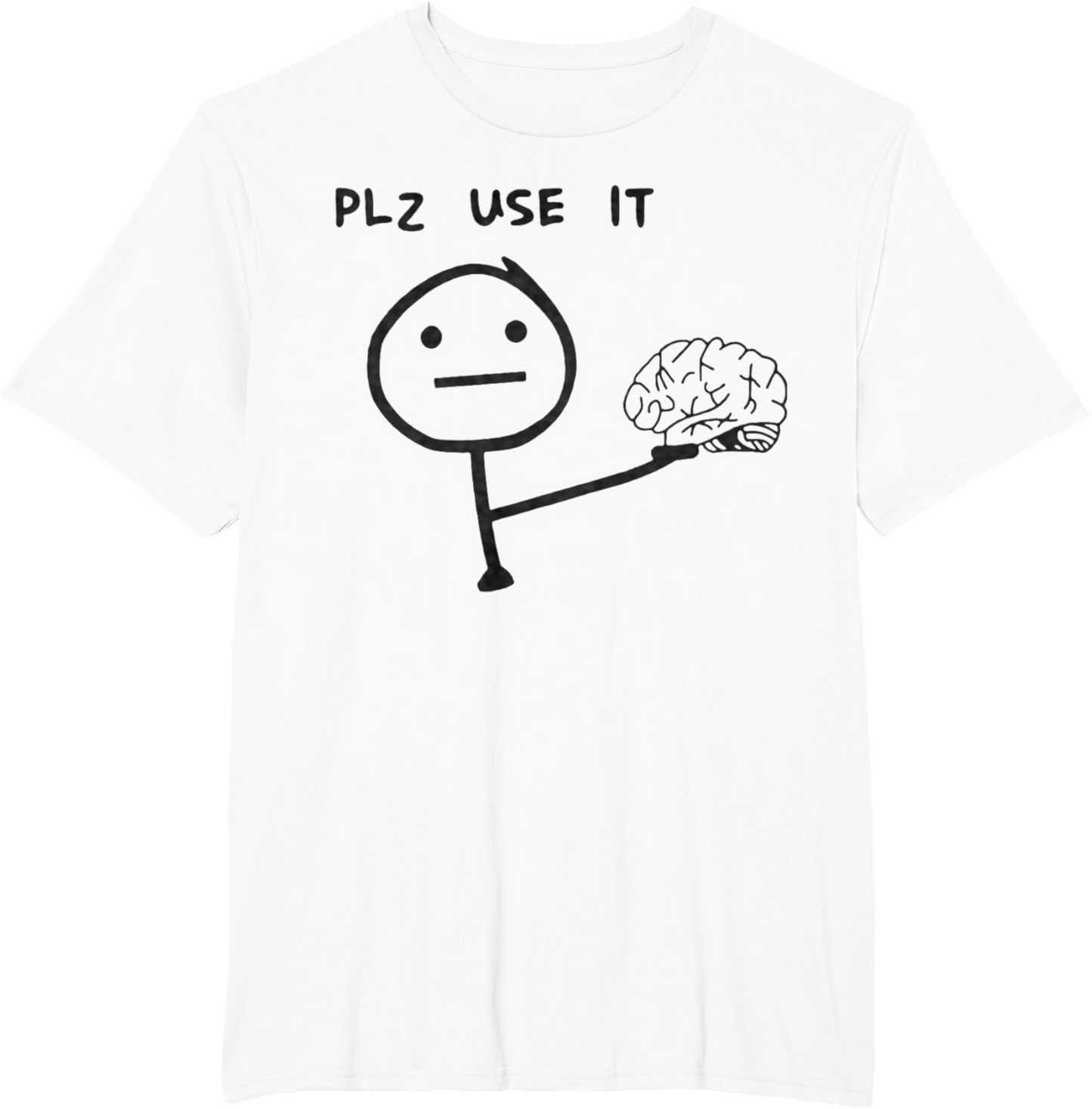 T-shirt homme humoristique style casual motif stickman "PLZ USE IT" – Idéal pour un look décontracté original
