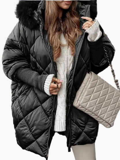 Oversized donsjas met capuchon voor dames, chique en casual stijl, ideaal voor de winter