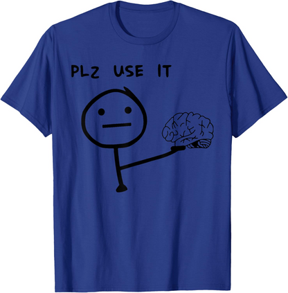 T-shirt homme humoristique style casual motif stickman "PLZ USE IT" – Idéal pour un look décontracté original