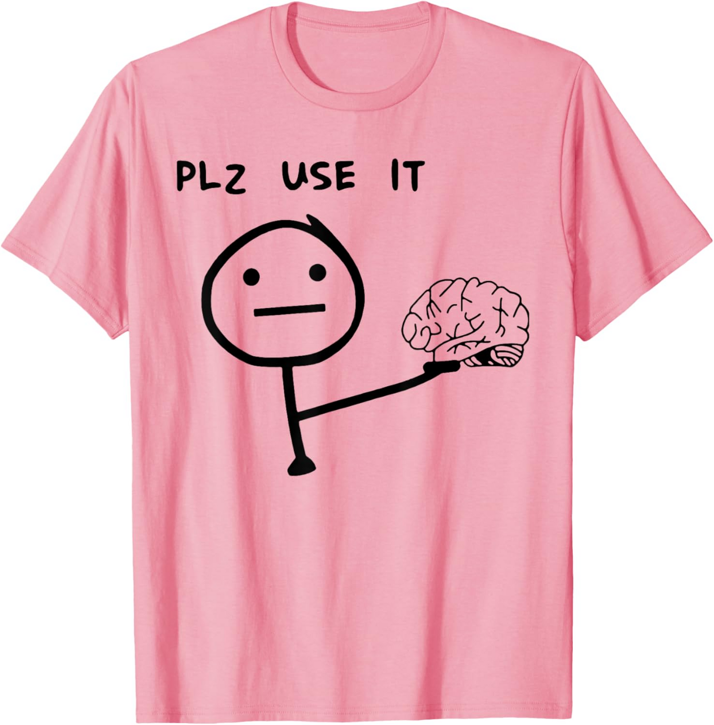 T-shirt homme humoristique style casual motif stickman "PLZ USE IT" – Idéal pour un look décontracté original