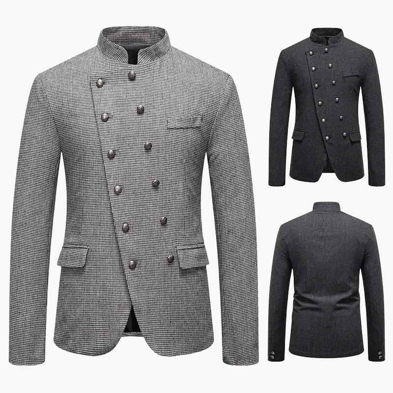Militärinspirerad klädkavaj för herrar med dekorativa knappar, elegant skärning, perfekt för kvällar och formella evenemang