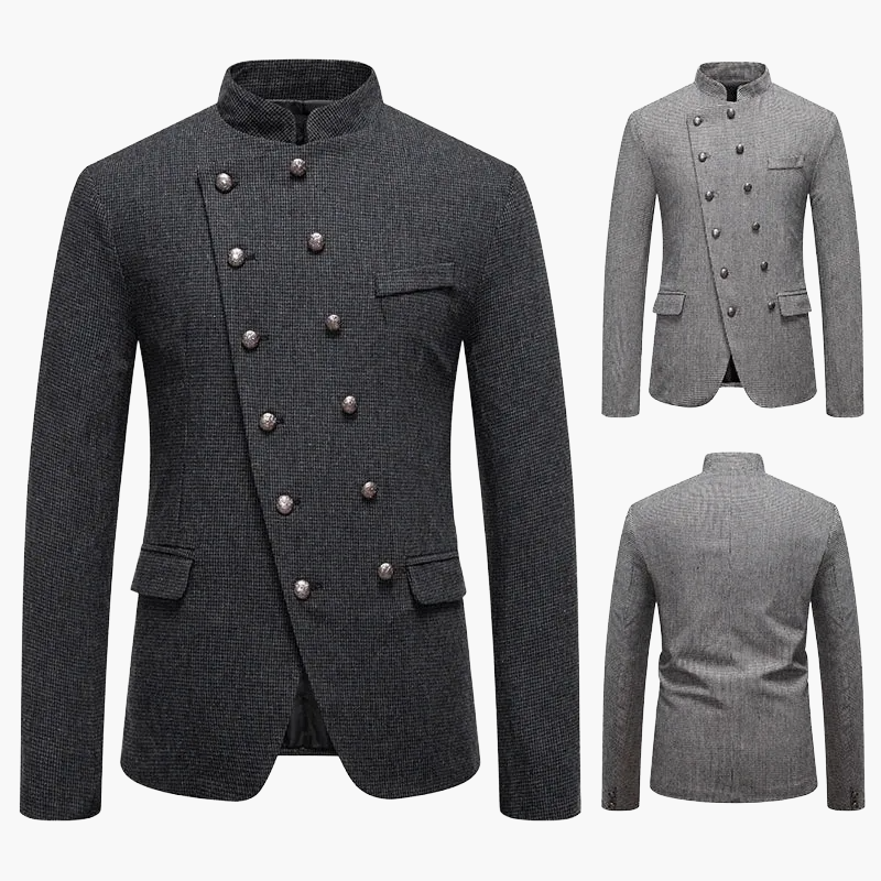 Militärinspirerad klädkavaj för herrar med dekorativa knappar, elegant skärning, perfekt för kvällar och formella evenemang