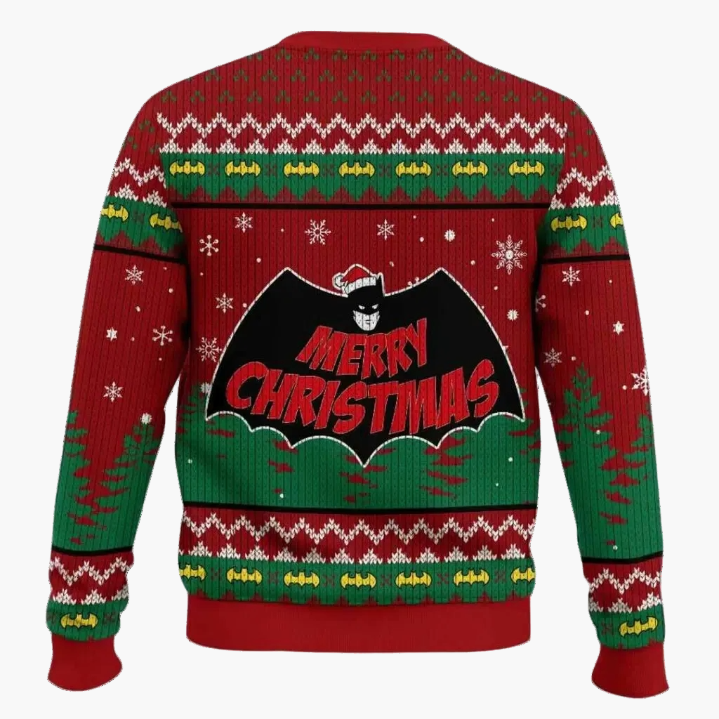 Juletrøje til mænd i retro Batman-stil, humoristisk sweatshirt til geek-fester og gaver