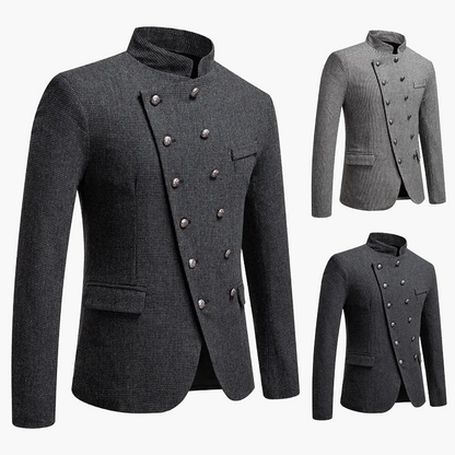 Militärinspirerad klädkavaj för herrar med dekorativa knappar, elegant skärning, perfekt för kvällar och formella evenemang