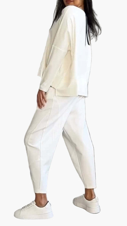 Completo relax due pezzi stile casual da donna – comfort chic per la casa e le uscite