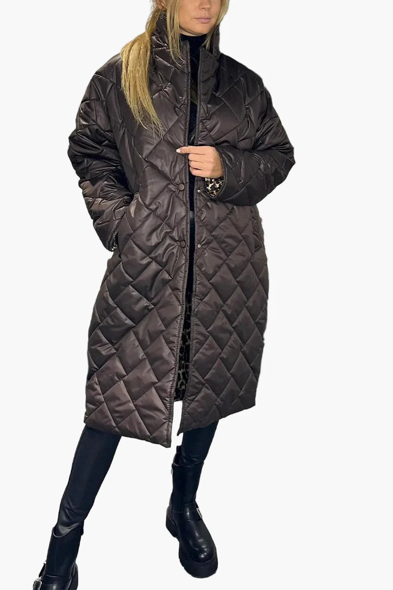 Cappotto trapuntato reversibile donna stile urbano elegante e alla moda
