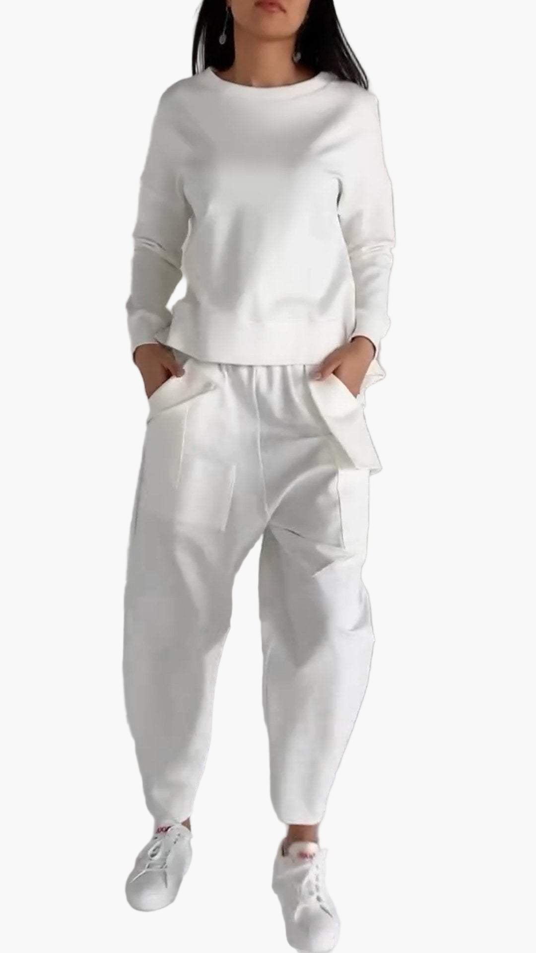 Completo relax due pezzi stile casual da donna – comfort chic per la casa e le uscite