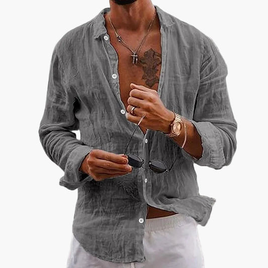 Chemise décontractée à col classique pour homme, manches longues, style élégant et polyvalent