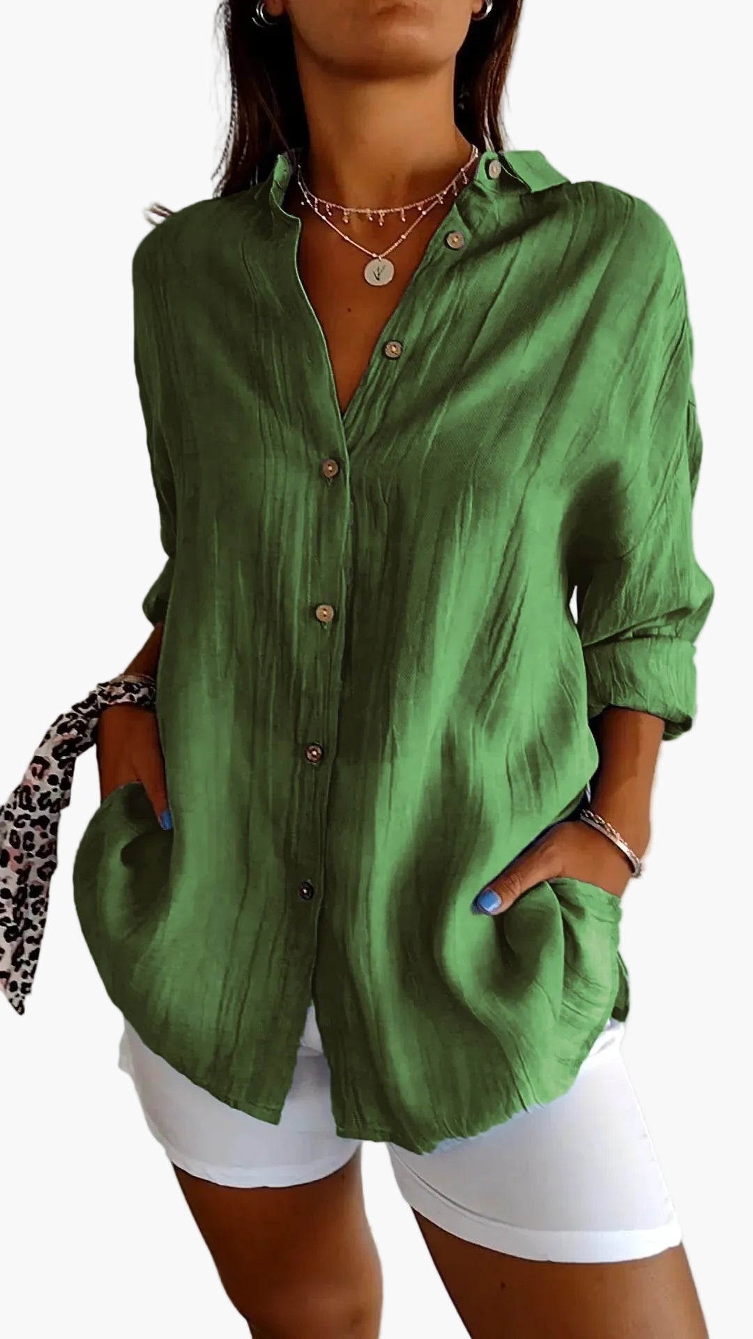 Camicia donna informale stile boyfriend a maniche lunghe – Eleganza versatile per tutti i giorni