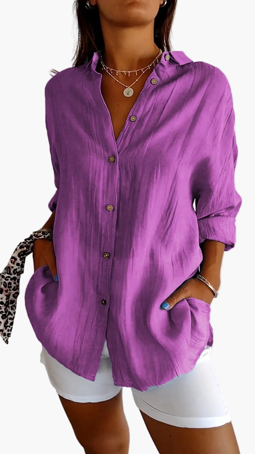 Camicia donna informale stile boyfriend a maniche lunghe – Eleganza versatile per tutti i giorni