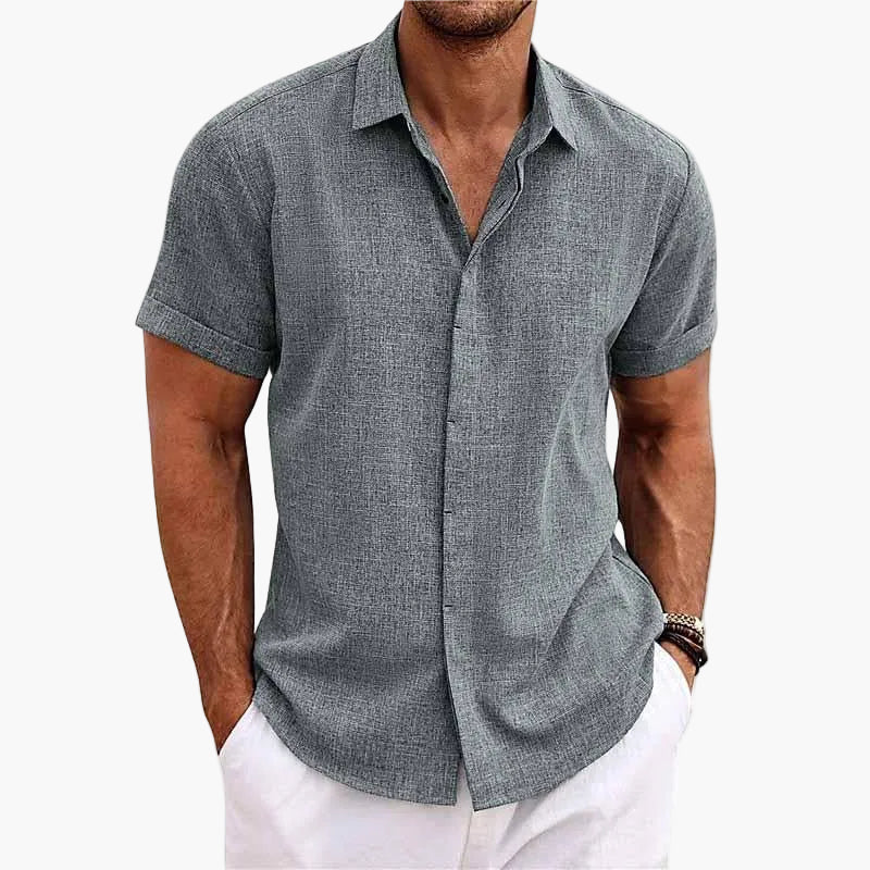Chemise Homme Élégante Col Revers Manches Courtes Style Décontracté Été