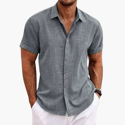 Chemise Homme Élégante Col Revers Manches Courtes Style Décontracté Été