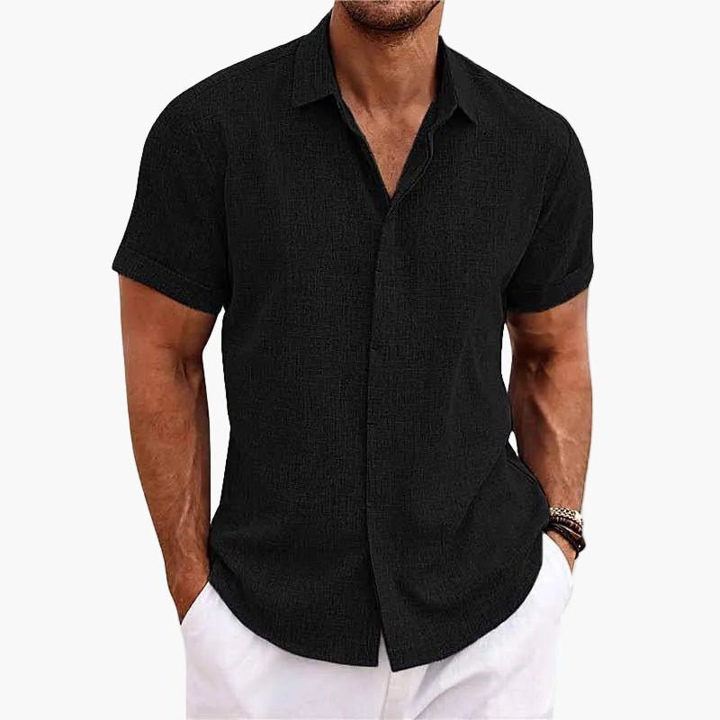 Chemise Homme Élégante Col Revers Manches Courtes Style Décontracté Été