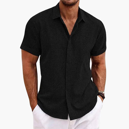 Chemise Homme Élégante Col Revers Manches Courtes Style Décontracté Été