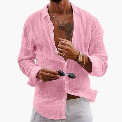 Chemise décontractée à col classique pour homme, manches longues, style élégant et polyvalent