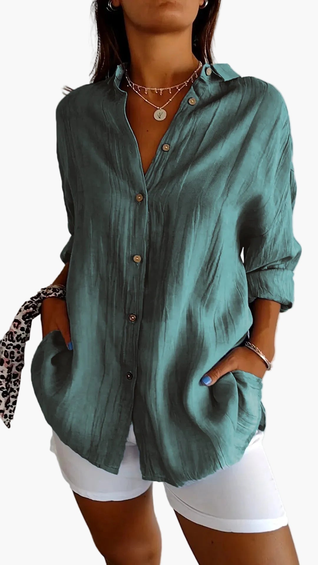Camicia donna informale stile boyfriend a maniche lunghe – Eleganza versatile per tutti i giorni