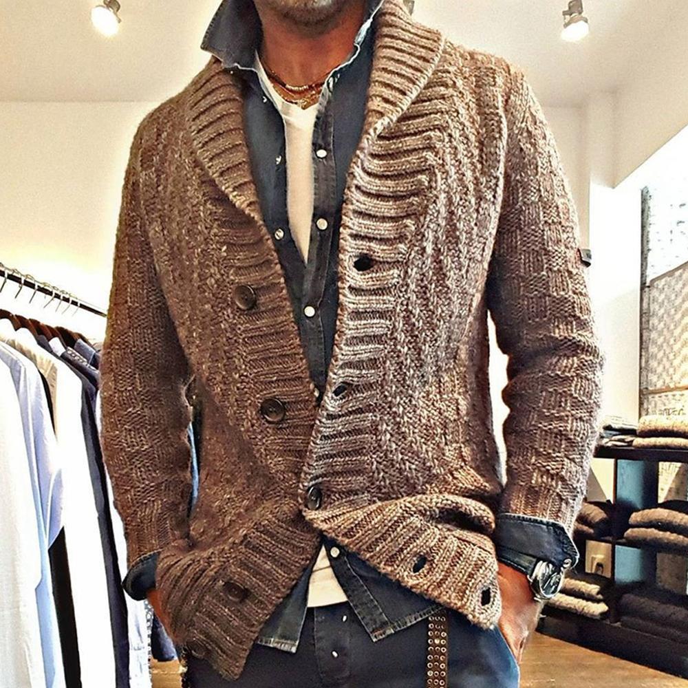 Gilet Cardigan à Col Châle Style Vintage pour Homme - Élégance Décontractée et Polyvalente