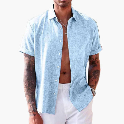 Chemise Homme Élégante Col Revers Manches Courtes Style Décontracté Été