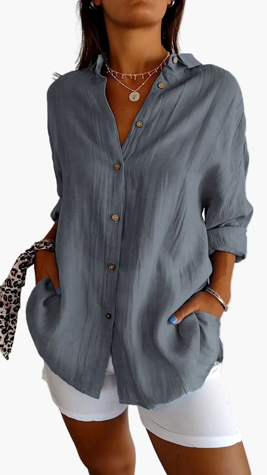 Camicia donna informale stile boyfriend a maniche lunghe – Eleganza versatile per tutti i giorni