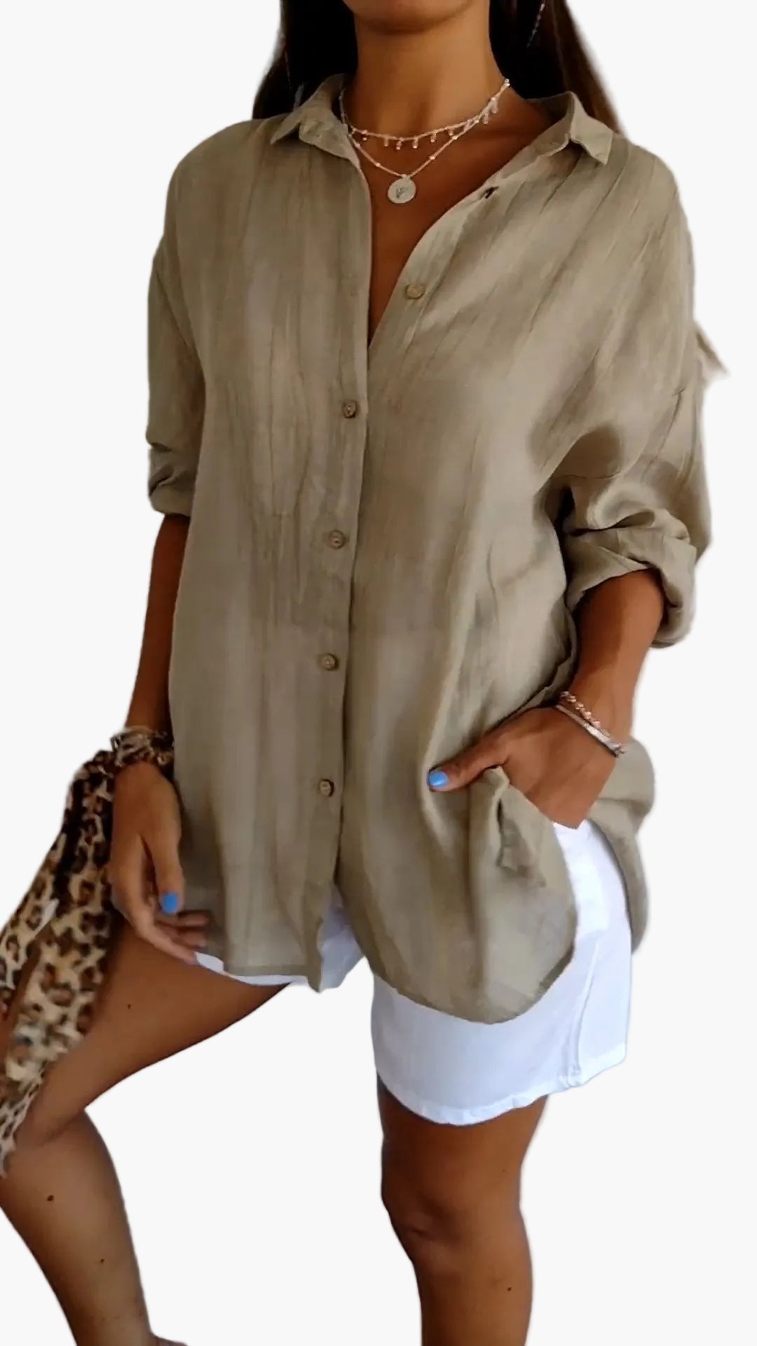Camicia donna informale stile boyfriend a maniche lunghe – Eleganza versatile per tutti i giorni