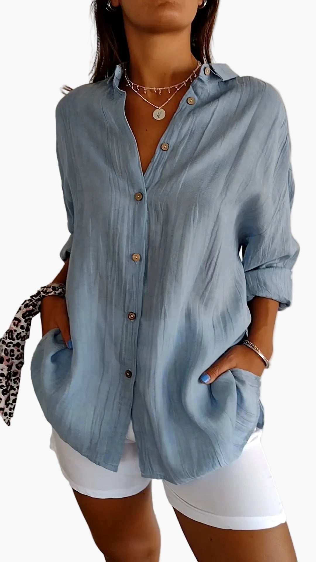 Camicia donna informale stile boyfriend a maniche lunghe – Eleganza versatile per tutti i giorni