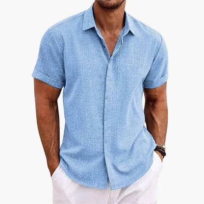 Chemise Homme Élégante Col Revers Manches Courtes Style Décontracté Été