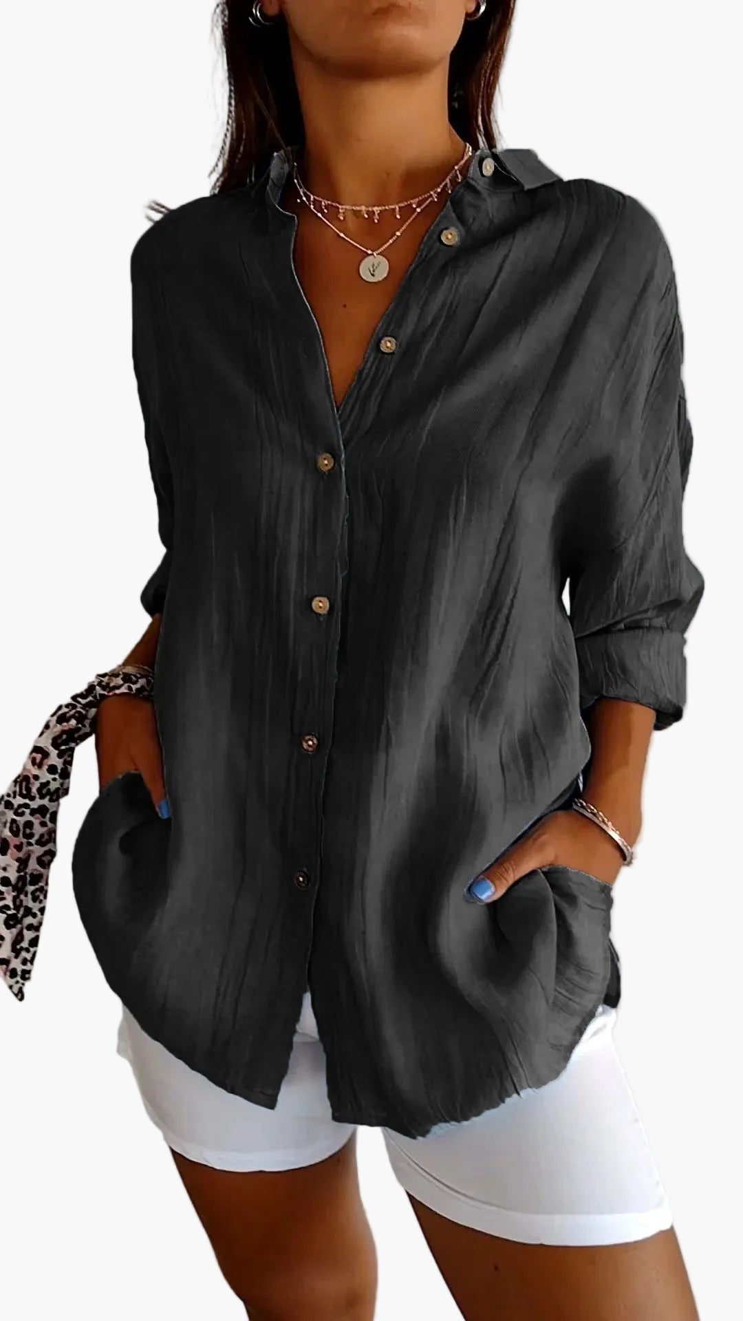 Camicia donna informale stile boyfriend a maniche lunghe – Eleganza versatile per tutti i giorni
