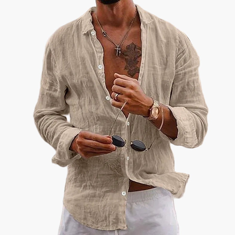 Chemise décontractée à col classique pour homme, manches longues, style élégant et polyvalent