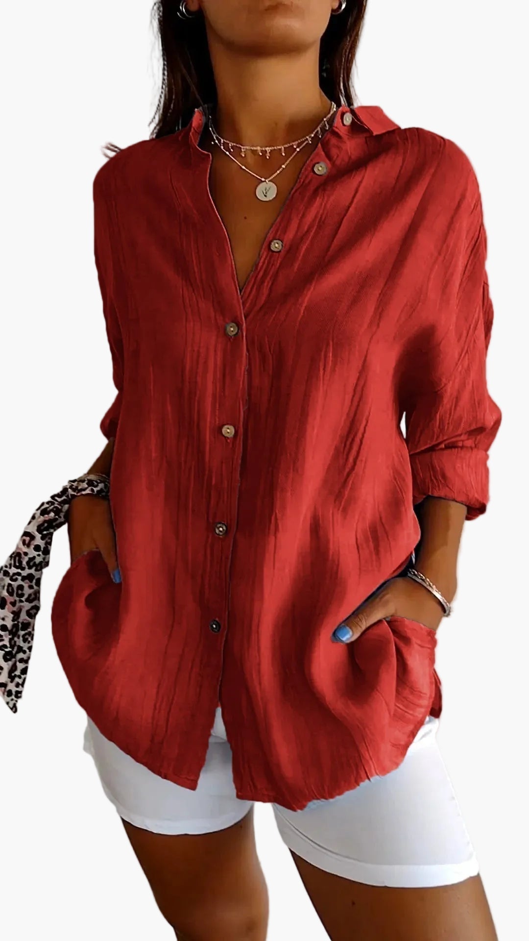 Camicia donna informale stile boyfriend a maniche lunghe – Eleganza versatile per tutti i giorni