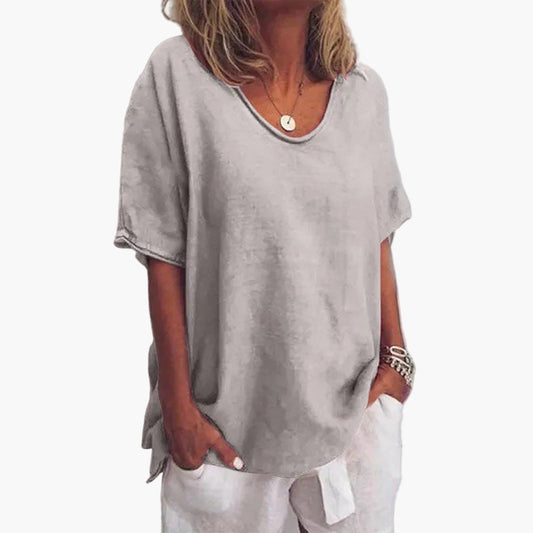 Blouse fluide décontractée femme manches courtes style chic quotidien