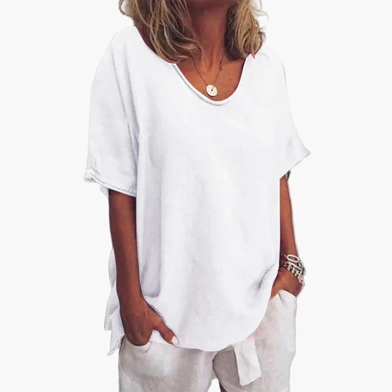 Blouse fluide décontractée femme manches courtes style chic quotidien