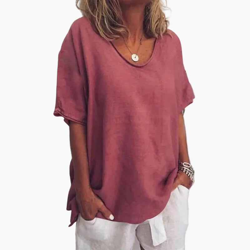 Blouse fluide décontractée femme manches courtes style chic quotidien
