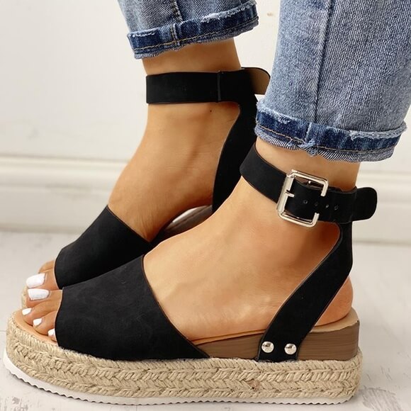 Sandales compensées à plateforme pour femme – Style espadrille moderne et confortable